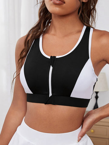 Anemone Binding Zipper Sports Bra